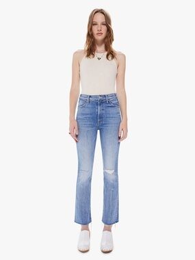 MOTHER The Hustler Ankle Fray Jeans Light Wash High Waist Size 25 🤍